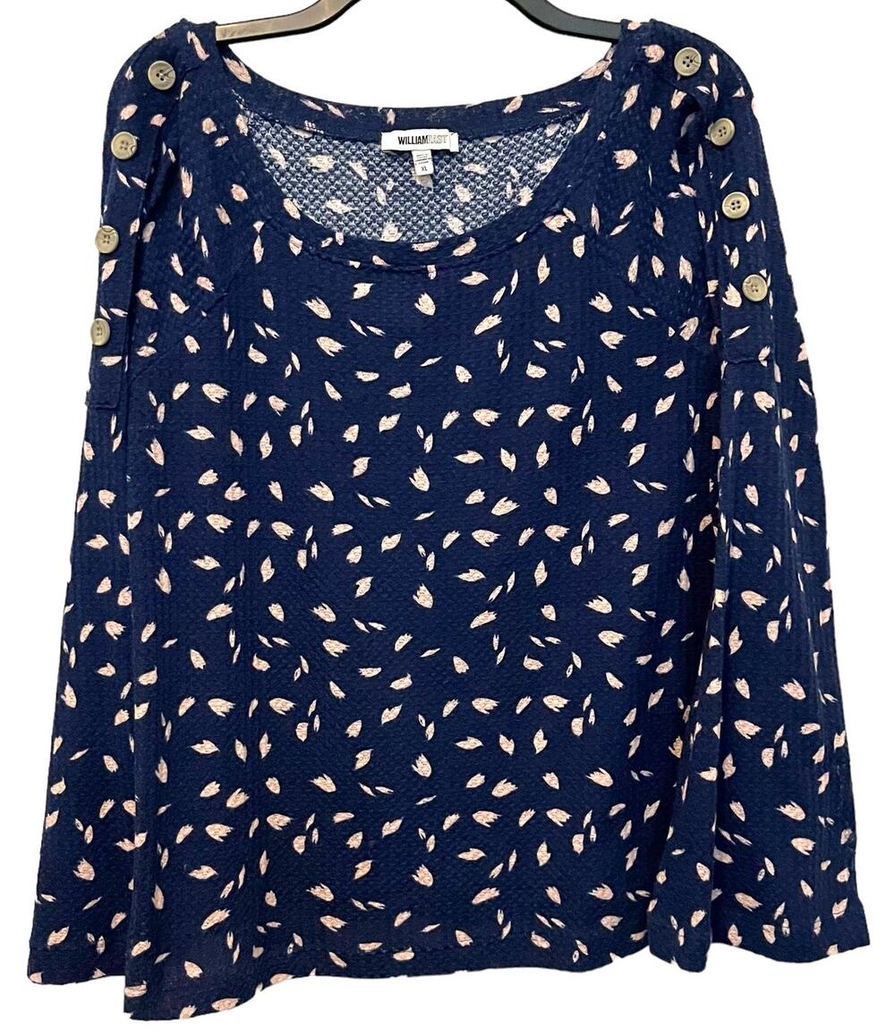 William Rast Waffle Weave Top Blue Pink Juniors XL